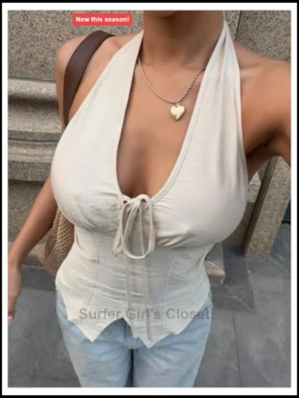 Halter Neck Sleeveless Tie Front Tank Top Asymmetrical Party Outfit